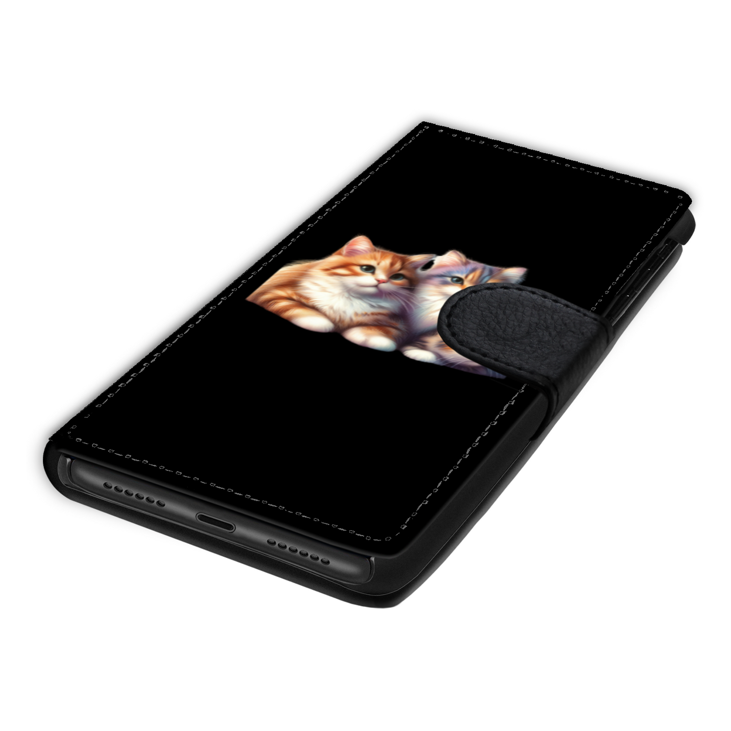 Pastel Tones Cat Faux Leather Wallet Phone Case