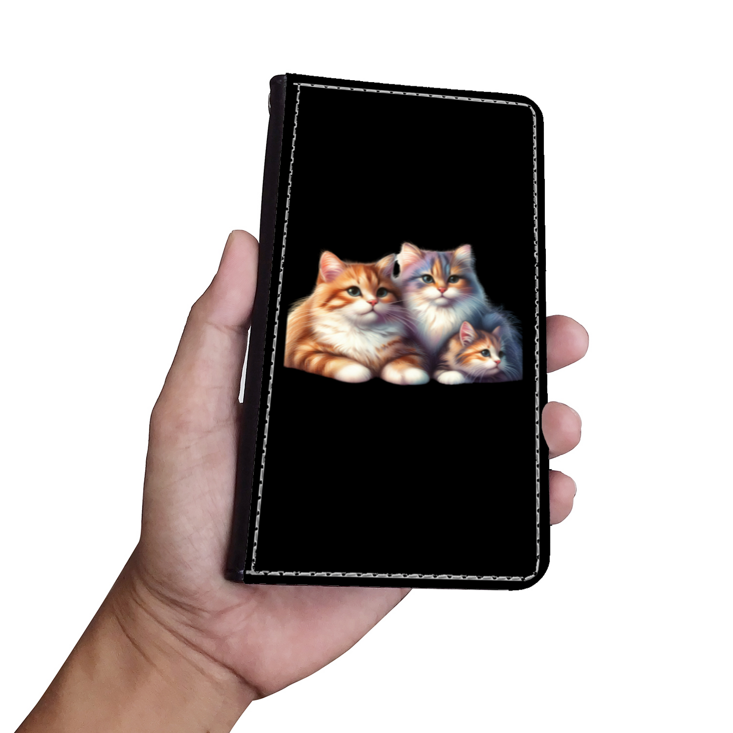 Pastel Tones Cat Faux Leather Wallet Phone Case