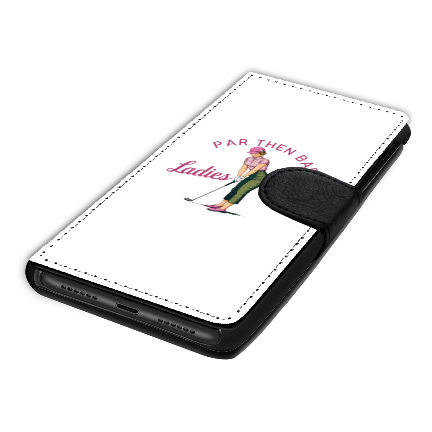 Par Then Bar Ladies Club Faux Leather Wallet Phone Case-White