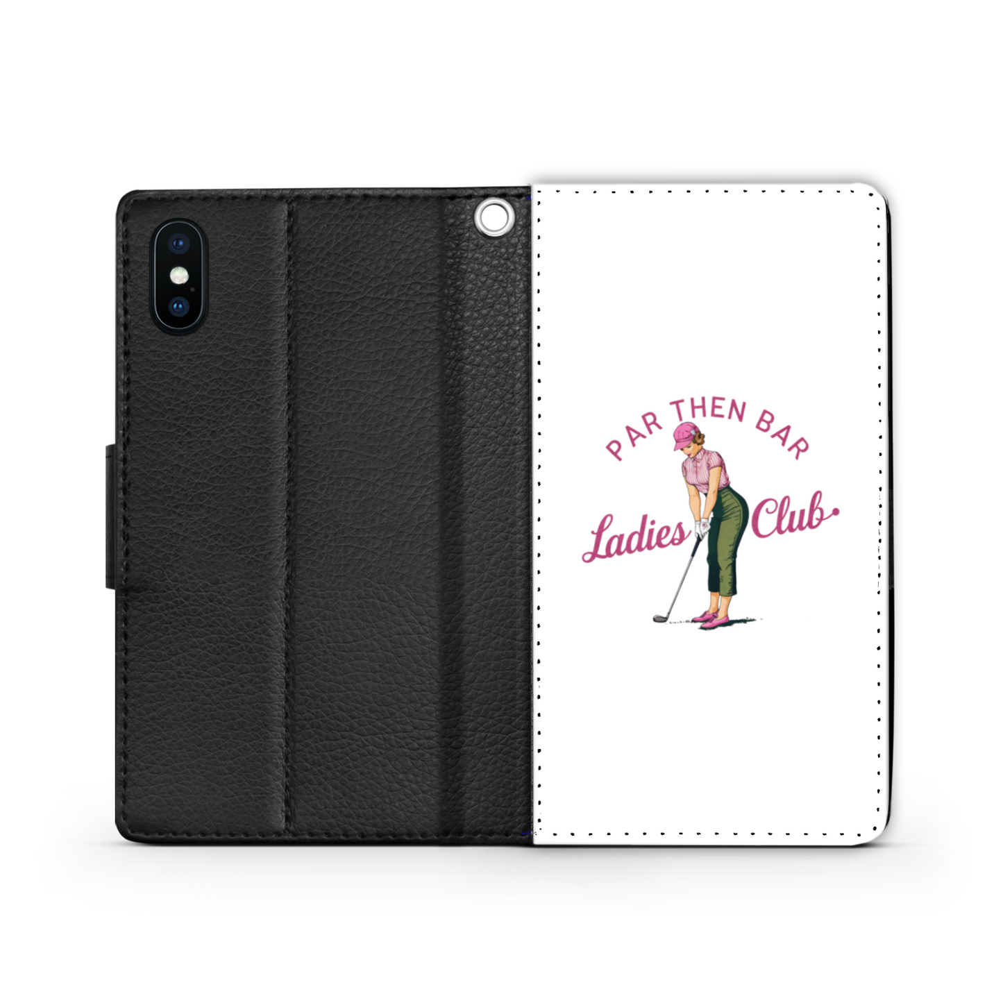 Par Then Bar Ladies Club Faux Leather Wallet Phone Case-White