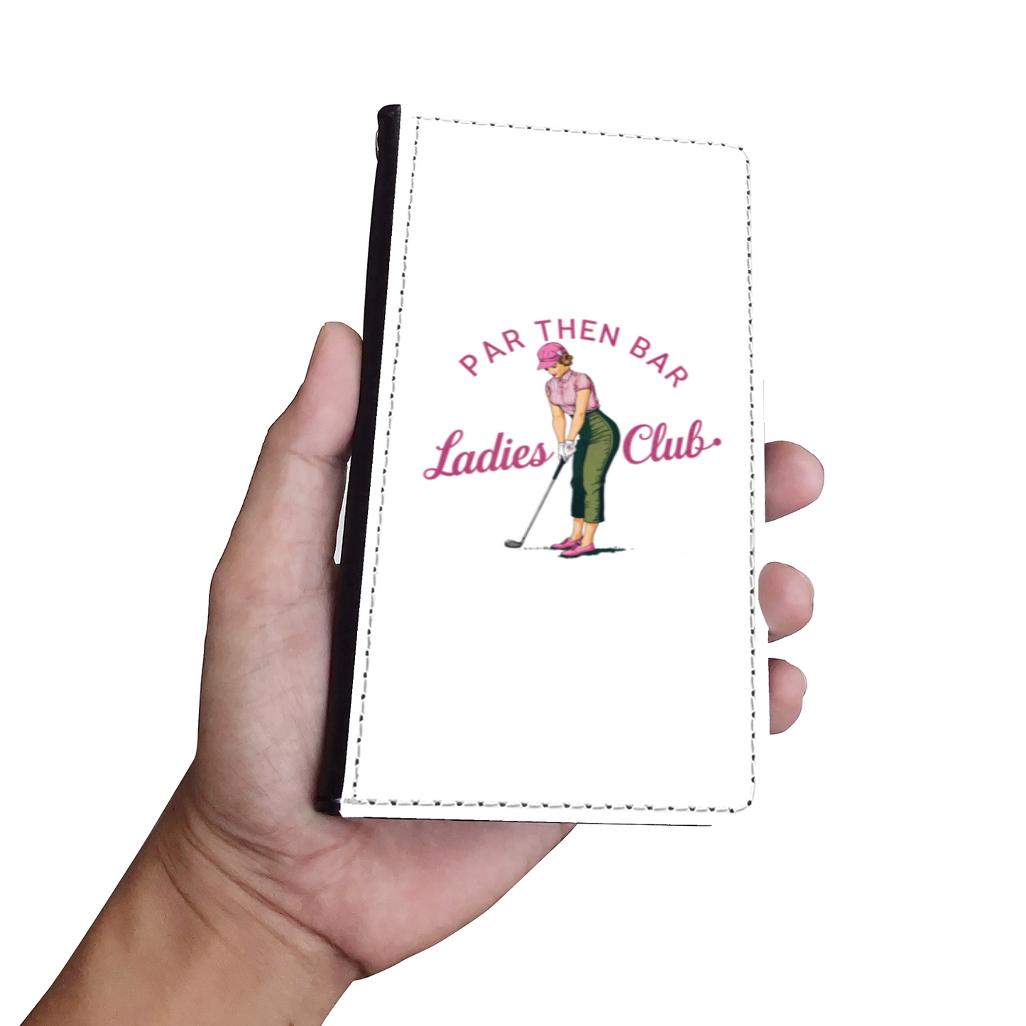 Par Then Bar Ladies Club Faux Leather Wallet Phone Case-White