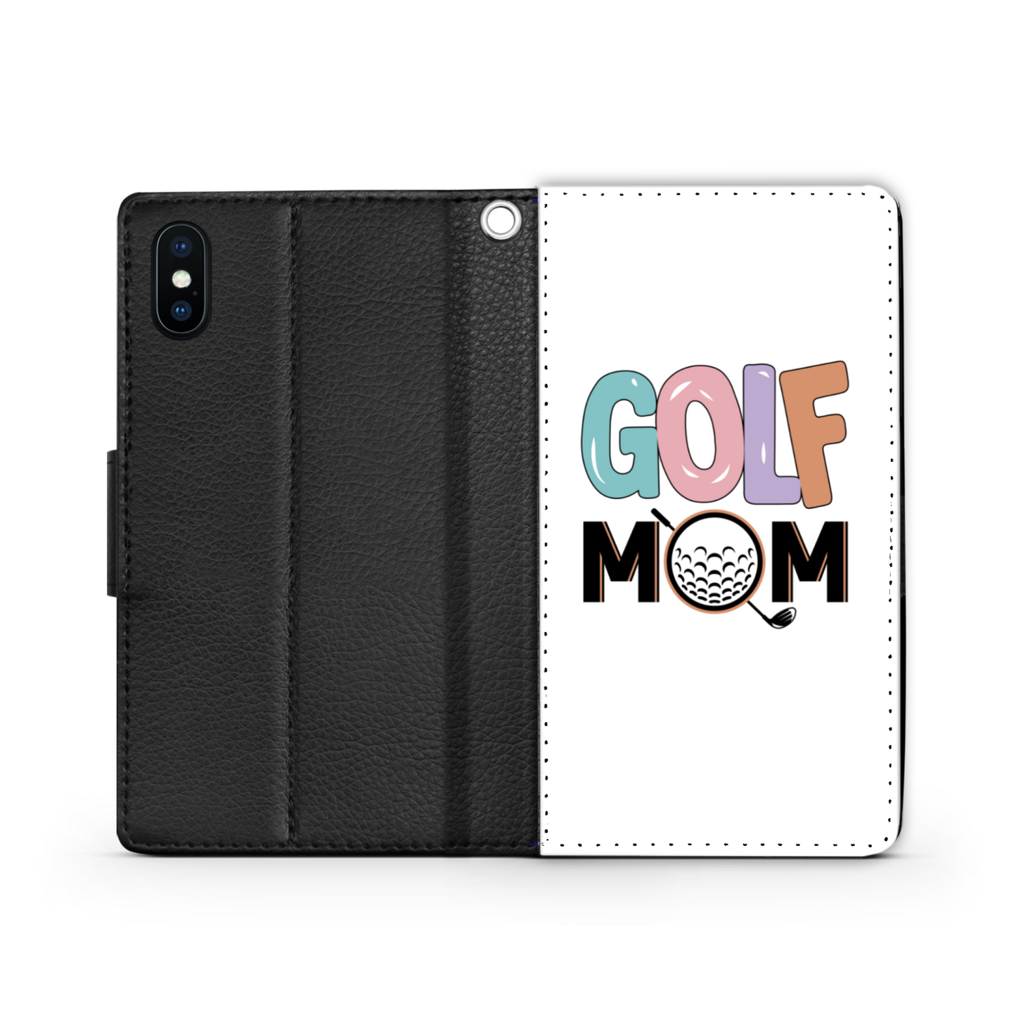 Golf Mom Faux Leather Wallet Phone Case-White