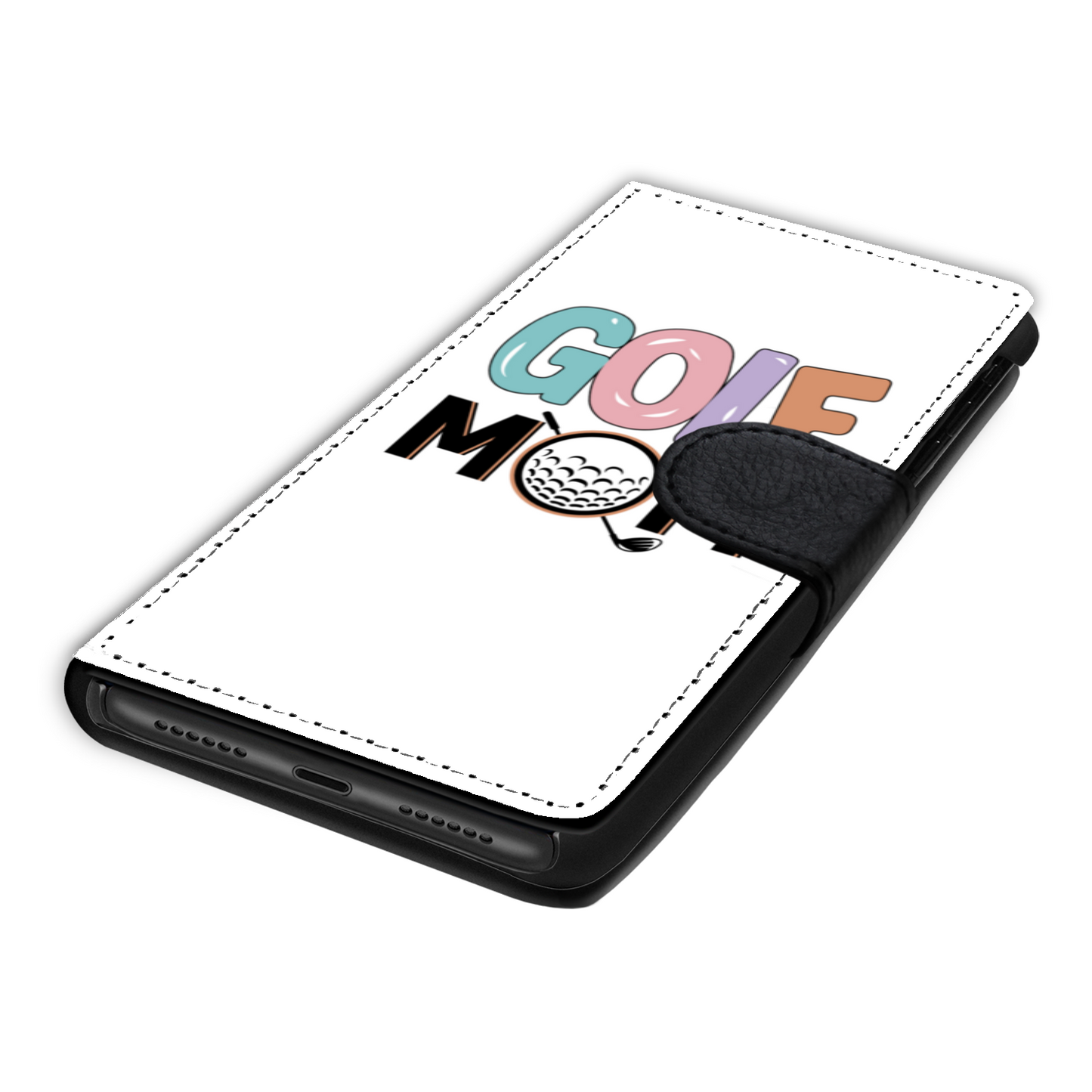 Golf Mom Faux Leather Wallet Phone Case-White