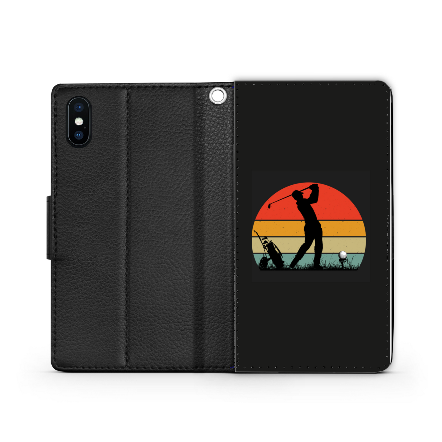 Sunset Golf Faux Leather Wallet Phone Case-Black