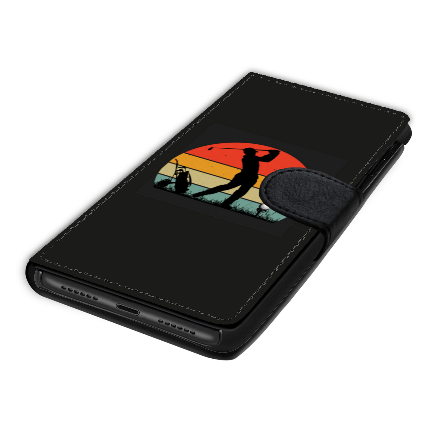 Sunset Golf Faux Leather Wallet Phone Case-Black
