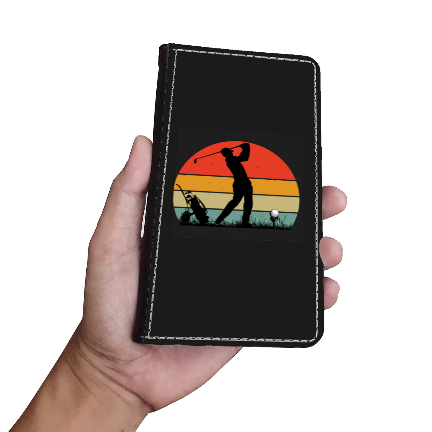 Sunset Golf Faux Leather Wallet Phone Case-Black