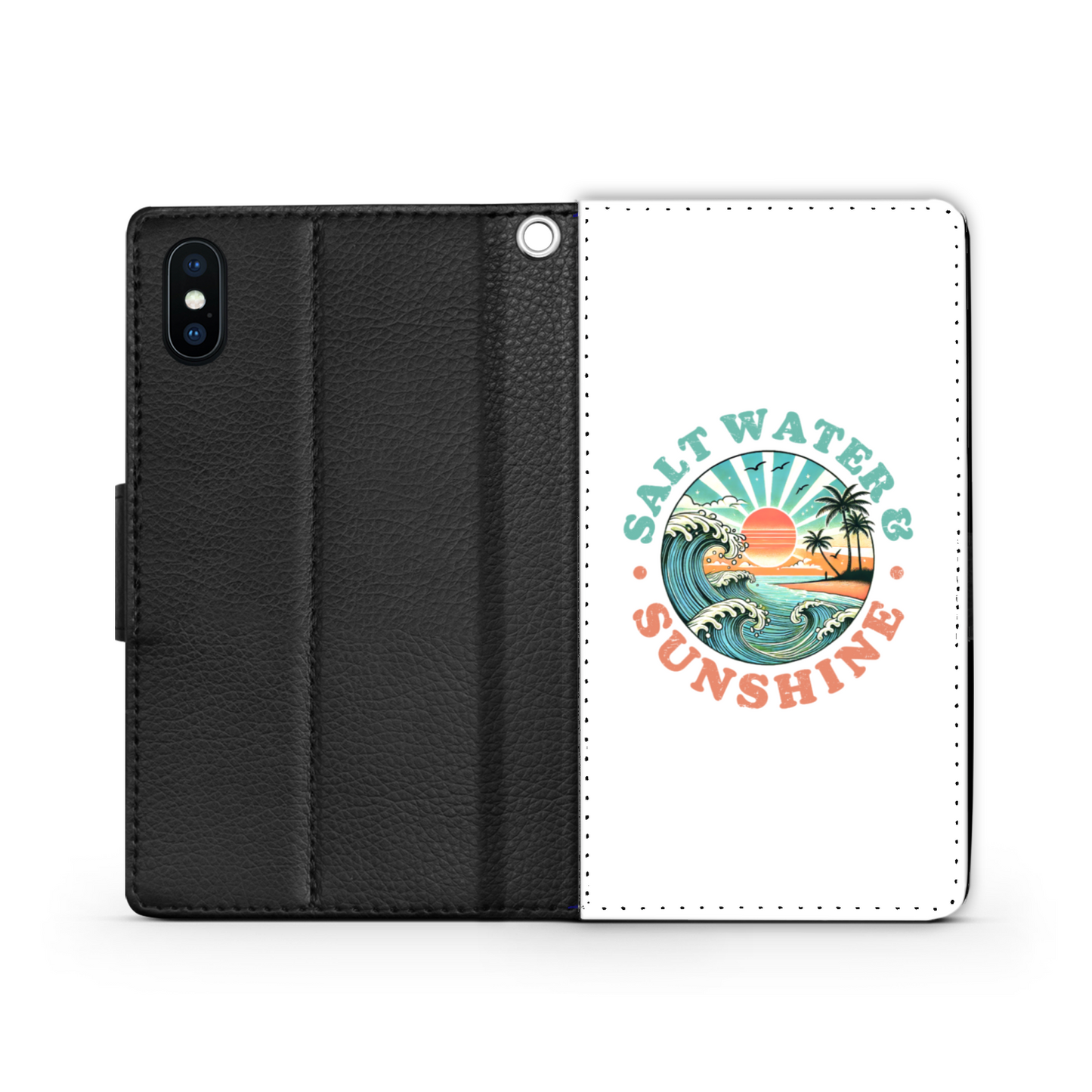 Salt Water & Sunshine Faux Leather Wallet Phone Case-White