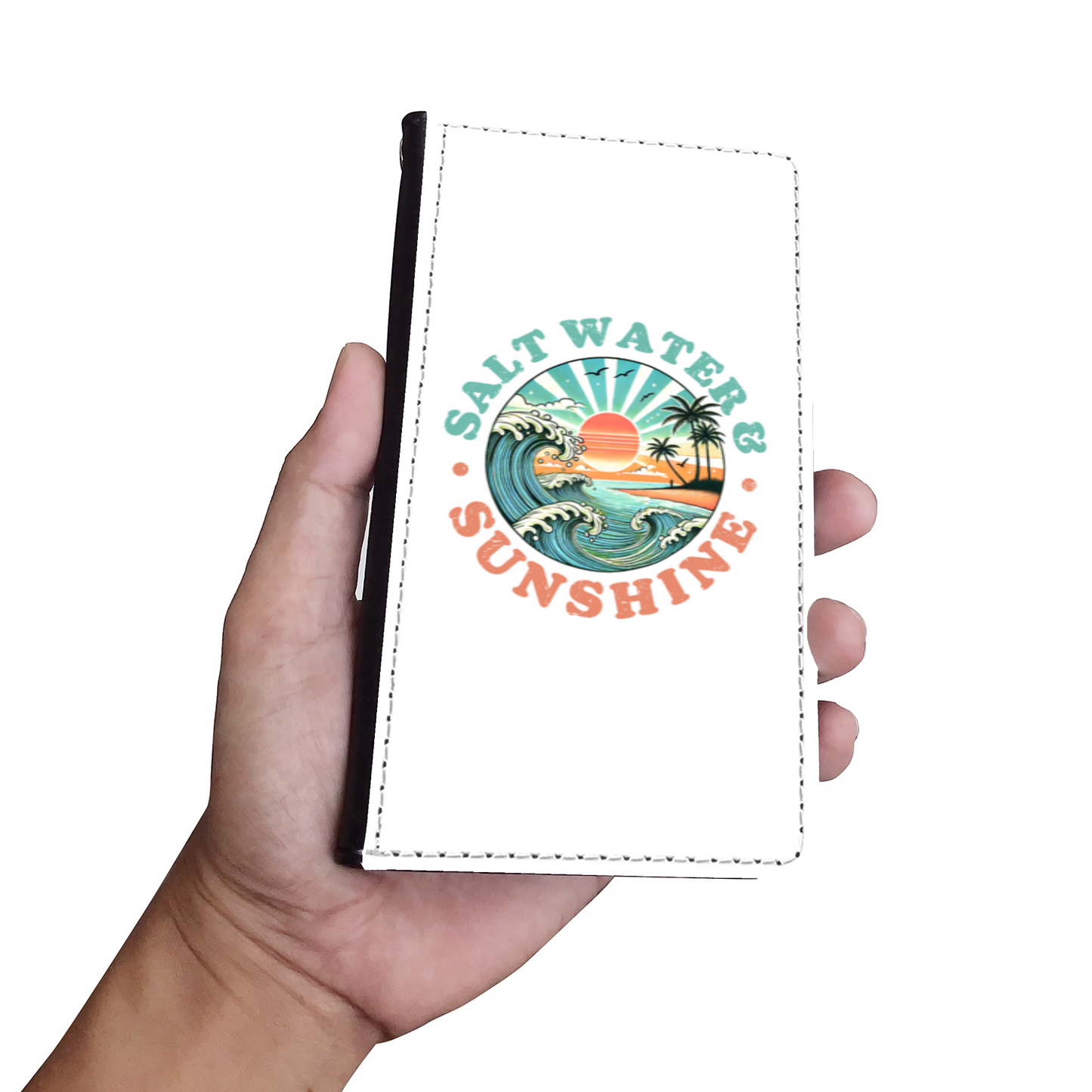 Salt Water & Sunshine Faux Leather Wallet Phone Case-White