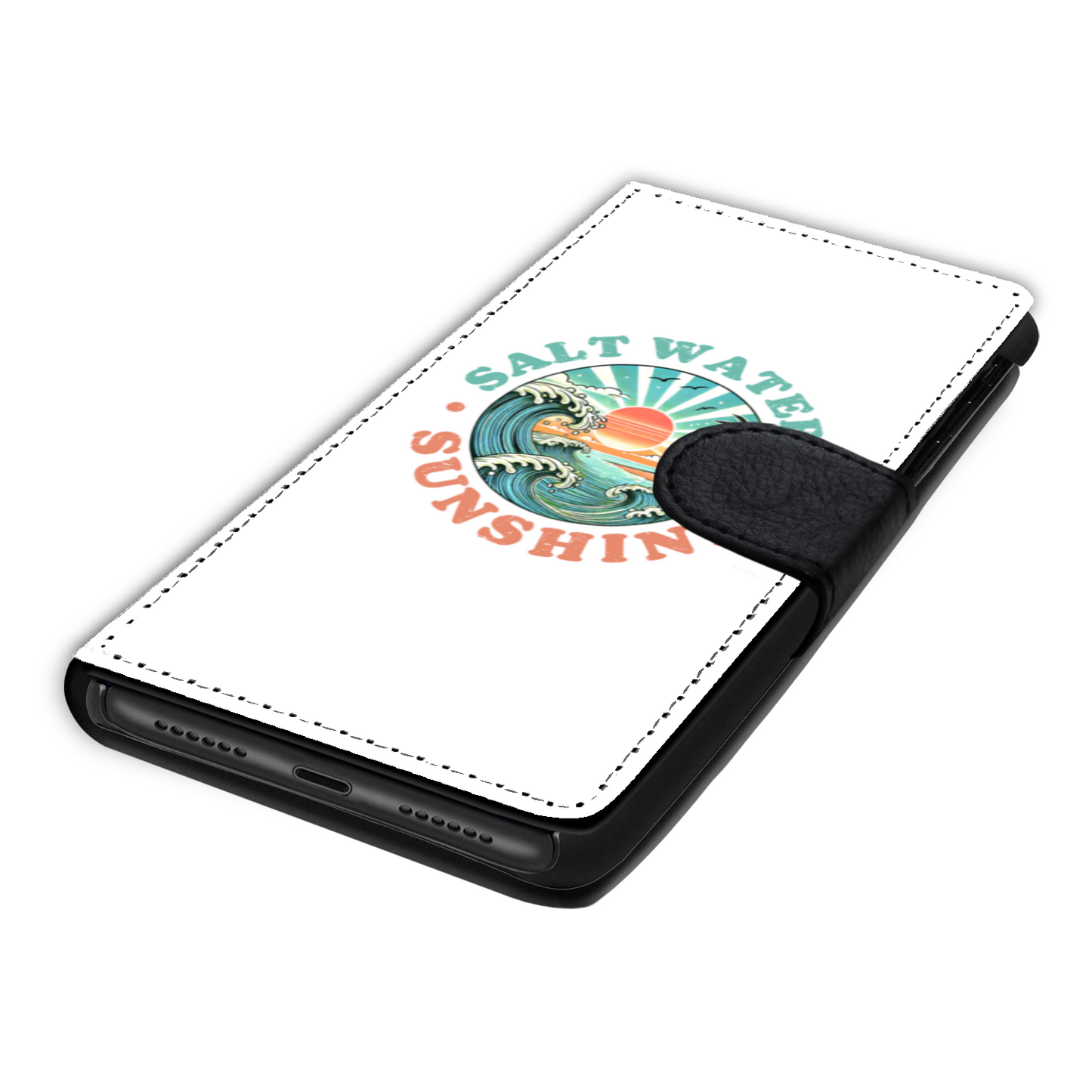 Salt Water & Sunshine Faux Leather Wallet Phone Case-White