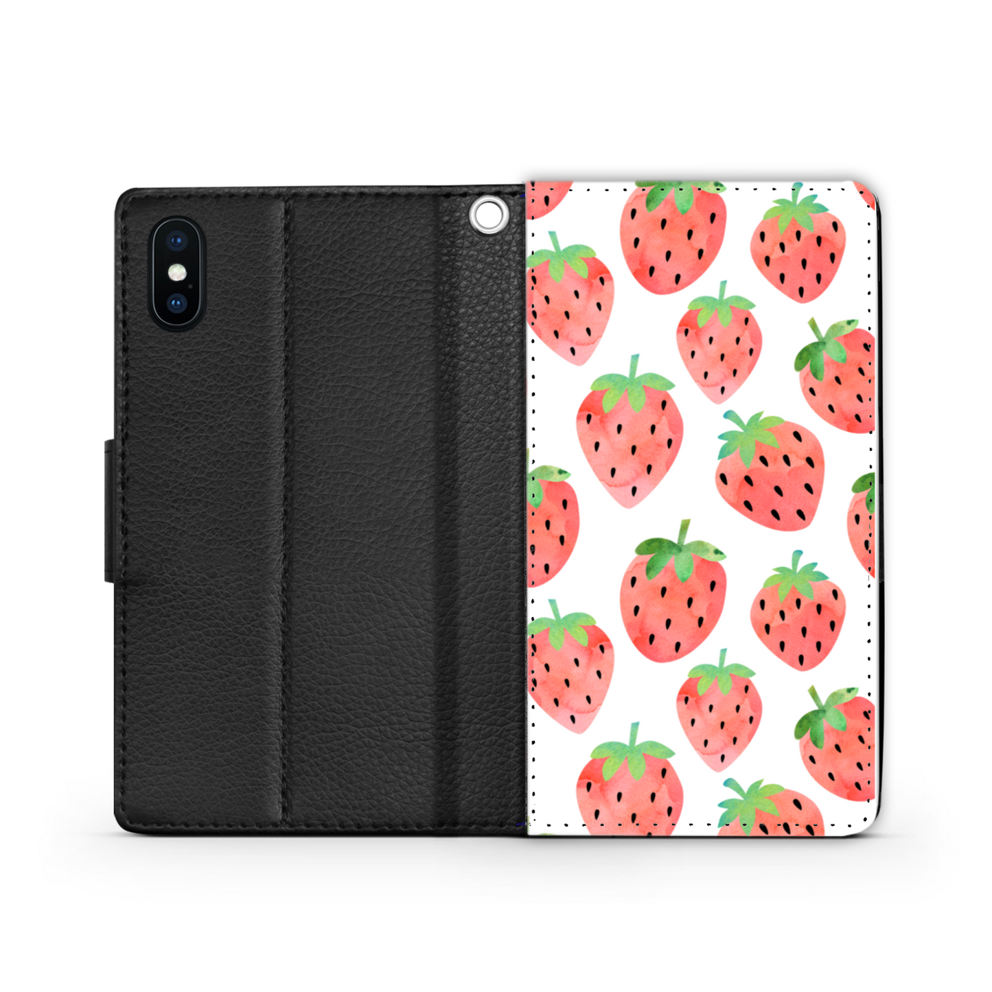 Summer Strawberries Faux Leather Wallet Phone Case