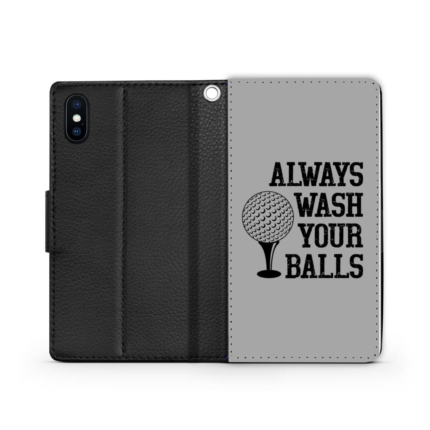 Always Wash Your Balls Faux Leather Wallet Phone Case-Gray