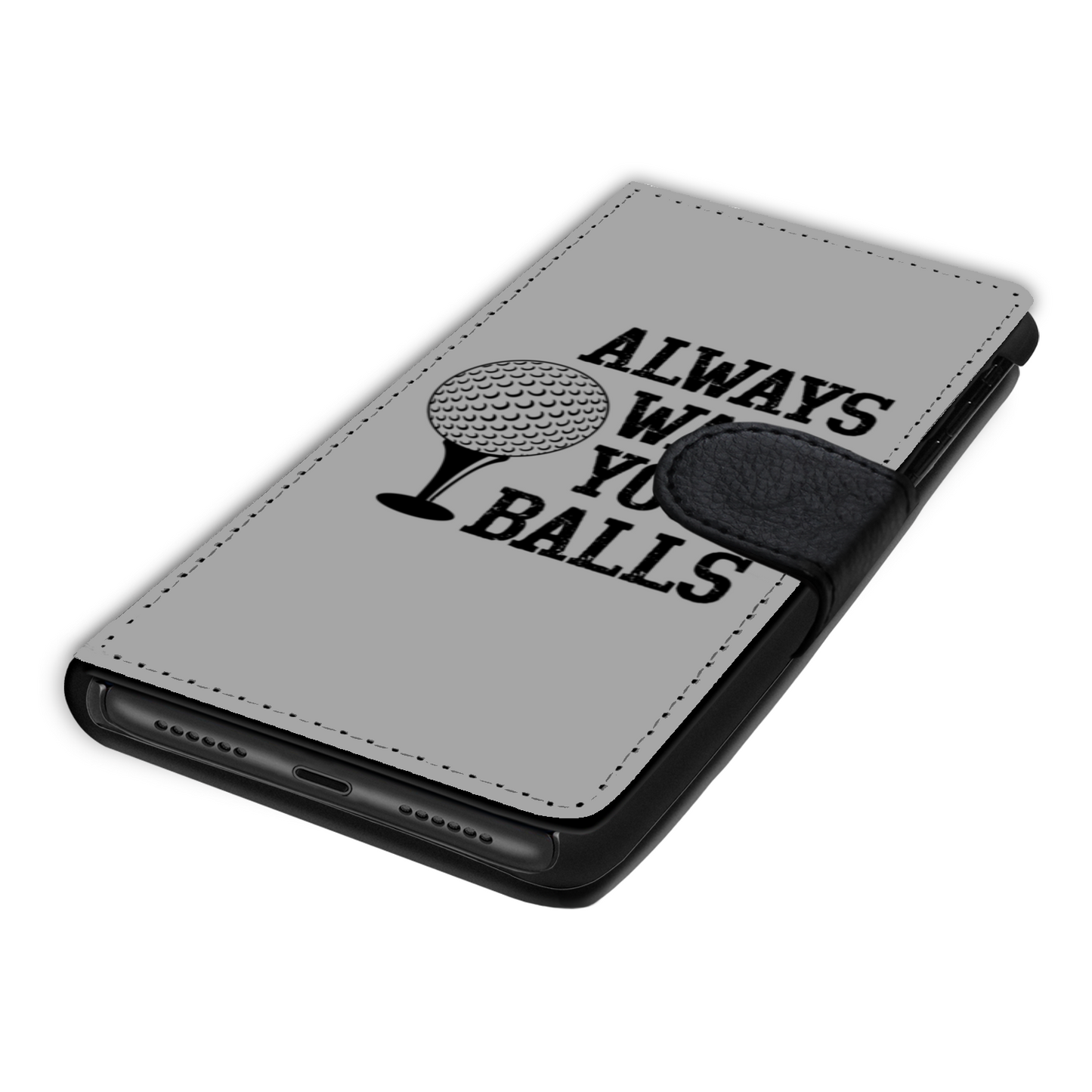 Always Wash Your Balls Faux Leather Wallet Phone Case-Gray