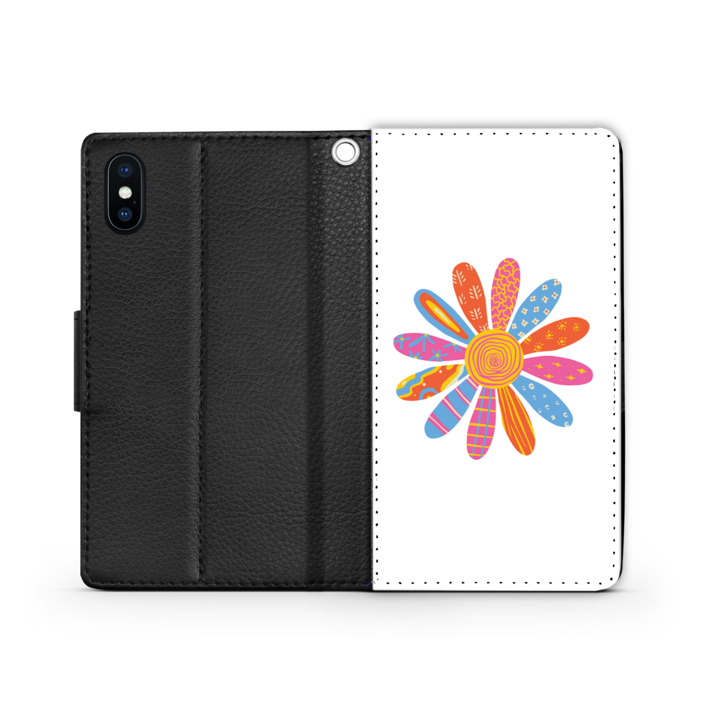 Patchwork Patterned Flower Petal Daisy-White