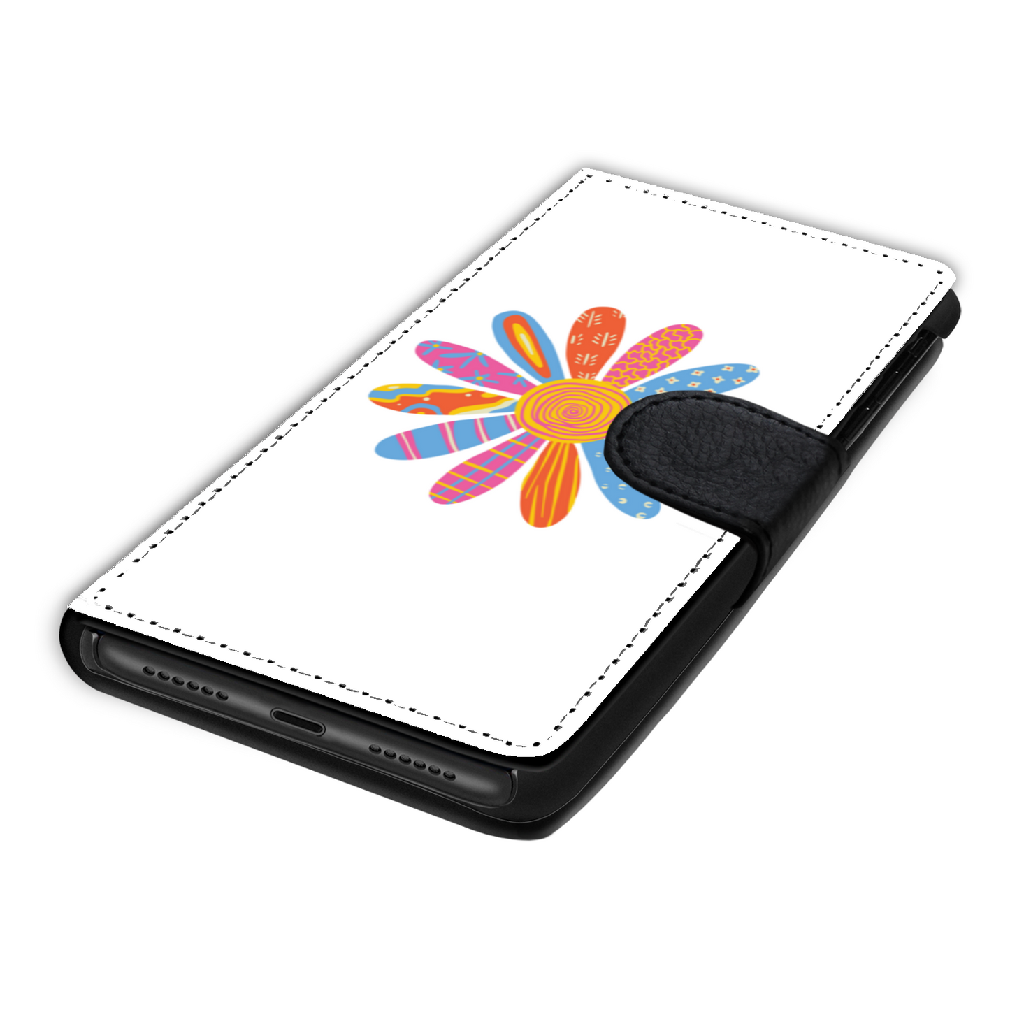 Patchwork Patterned Flower Petal Daisy-White