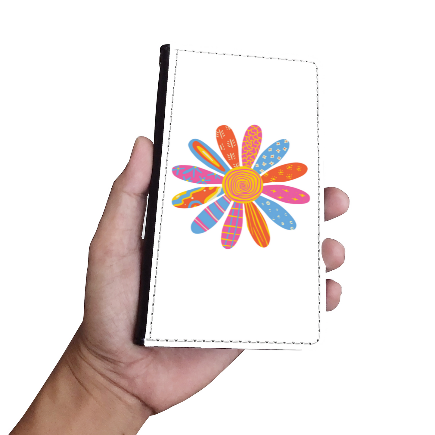Patchwork Patterned Flower Petal Daisy-White