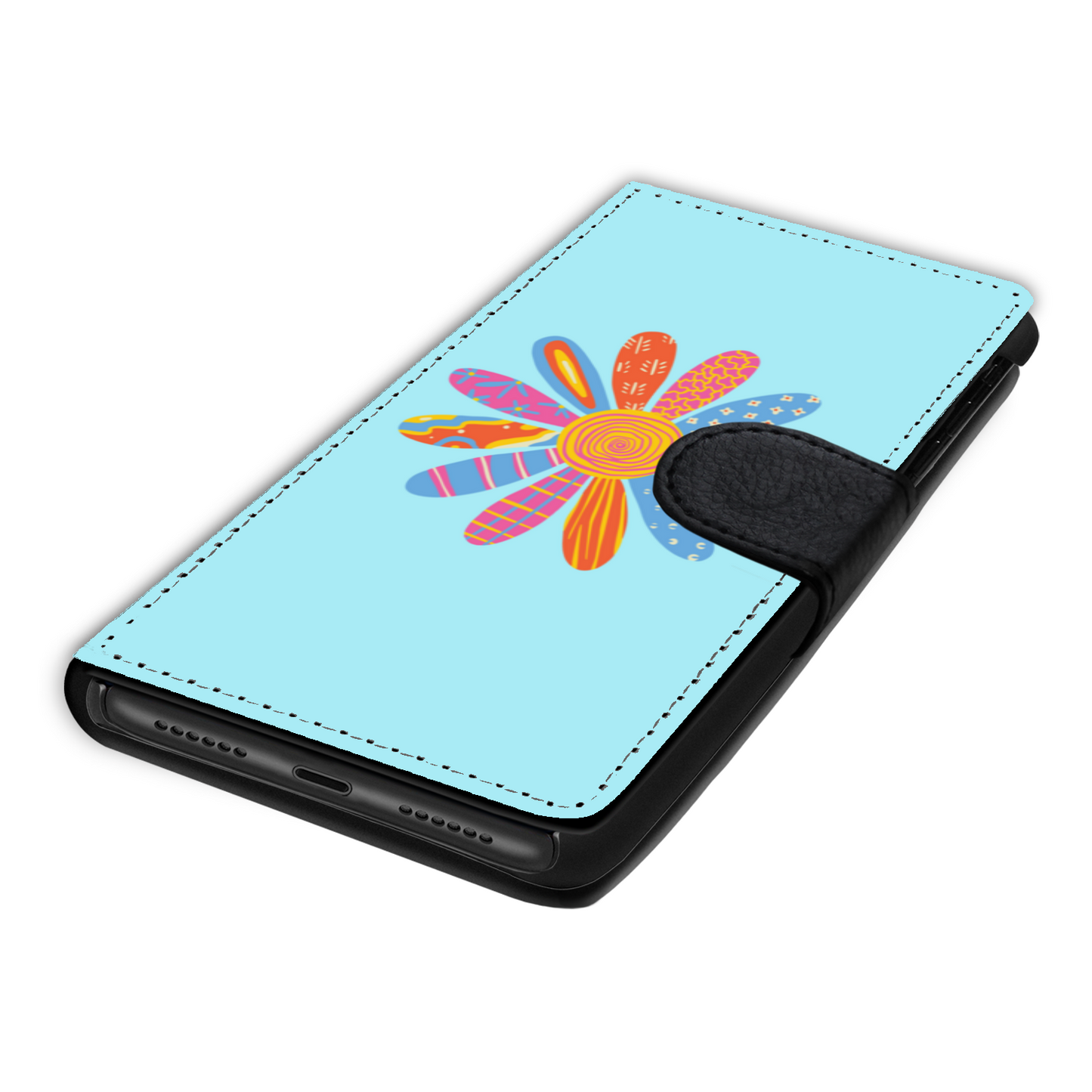 Patchwork Patterned Flower Petal Daisy-Blizzard Blue