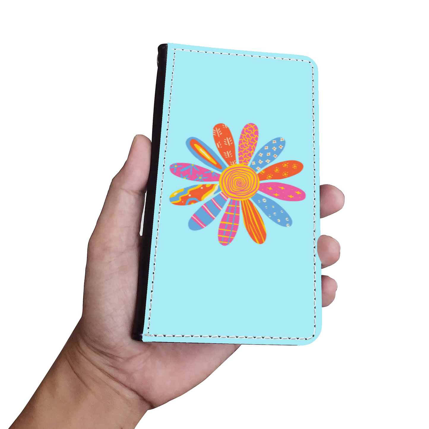 Patchwork Patterned Flower Petal Daisy-Blizzard Blue