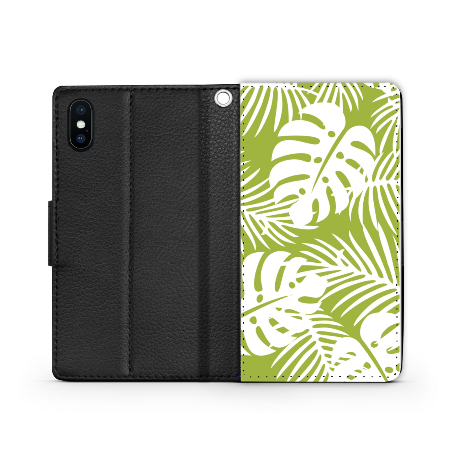 Tropical Leaves Faux Leather Wallet Phone Case