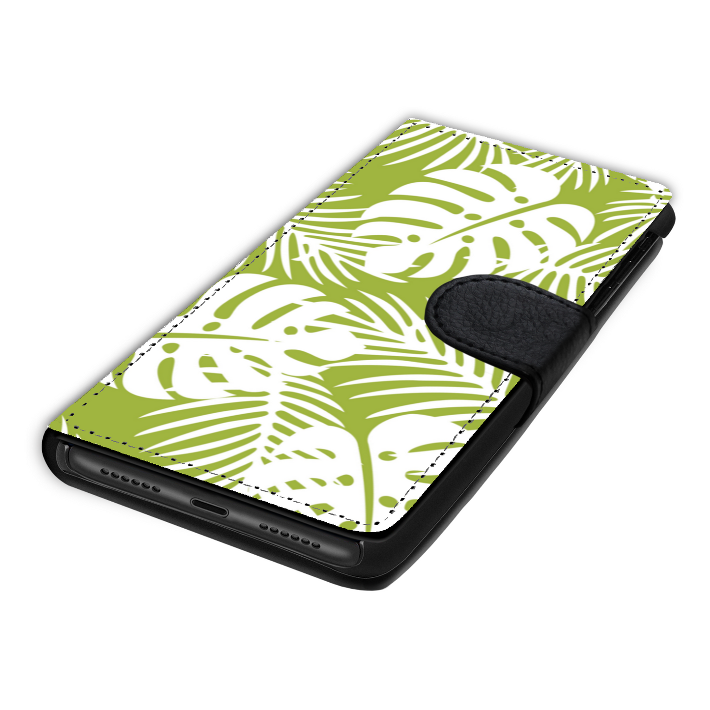 Tropical Leaves Faux Leather Wallet Phone Case