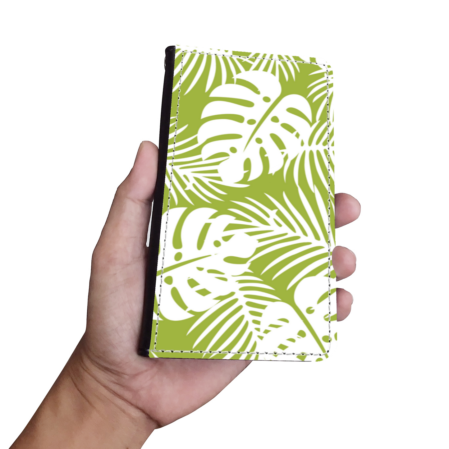 Tropical Leaves Faux Leather Wallet Phone Case