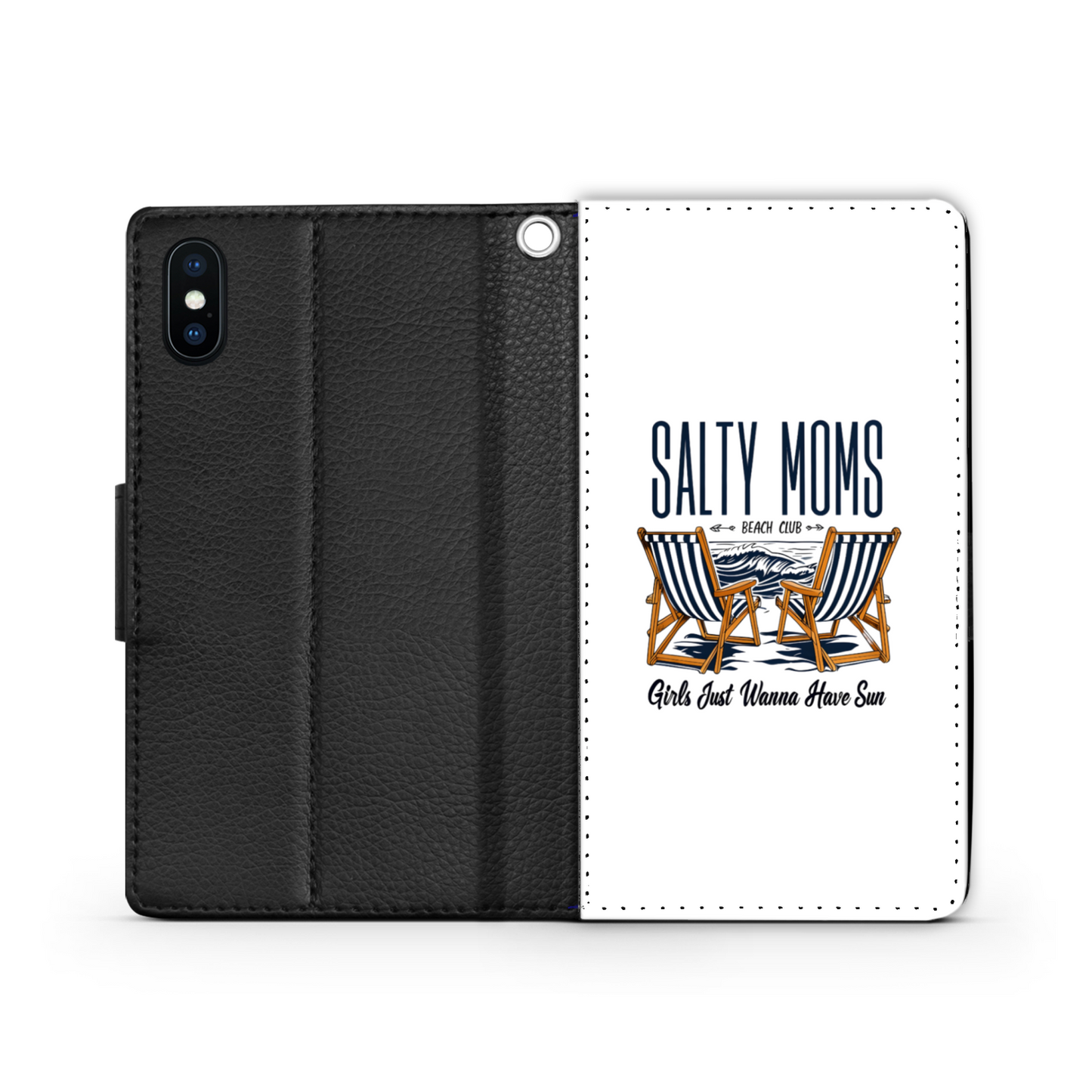 Salty Moms Beach Club Faux Leather Wallet Phone Case