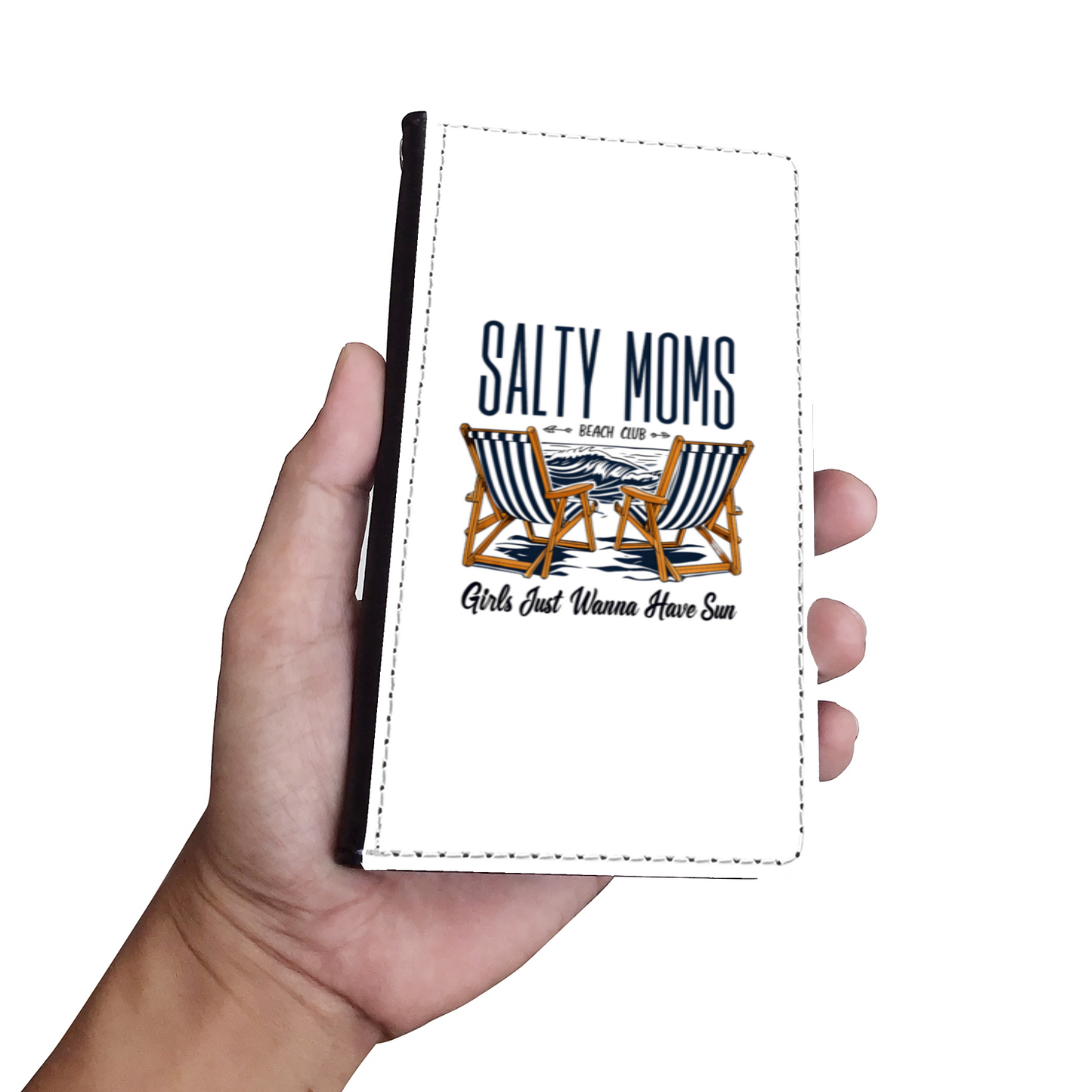 Salty Moms Beach Club Faux Leather Wallet Phone Case