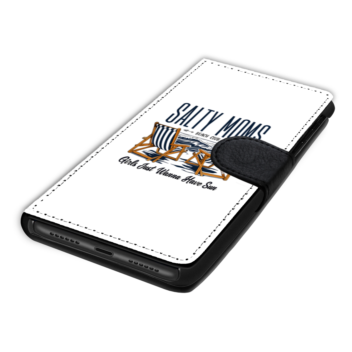 Salty Moms Beach Club Faux Leather Wallet Phone Case