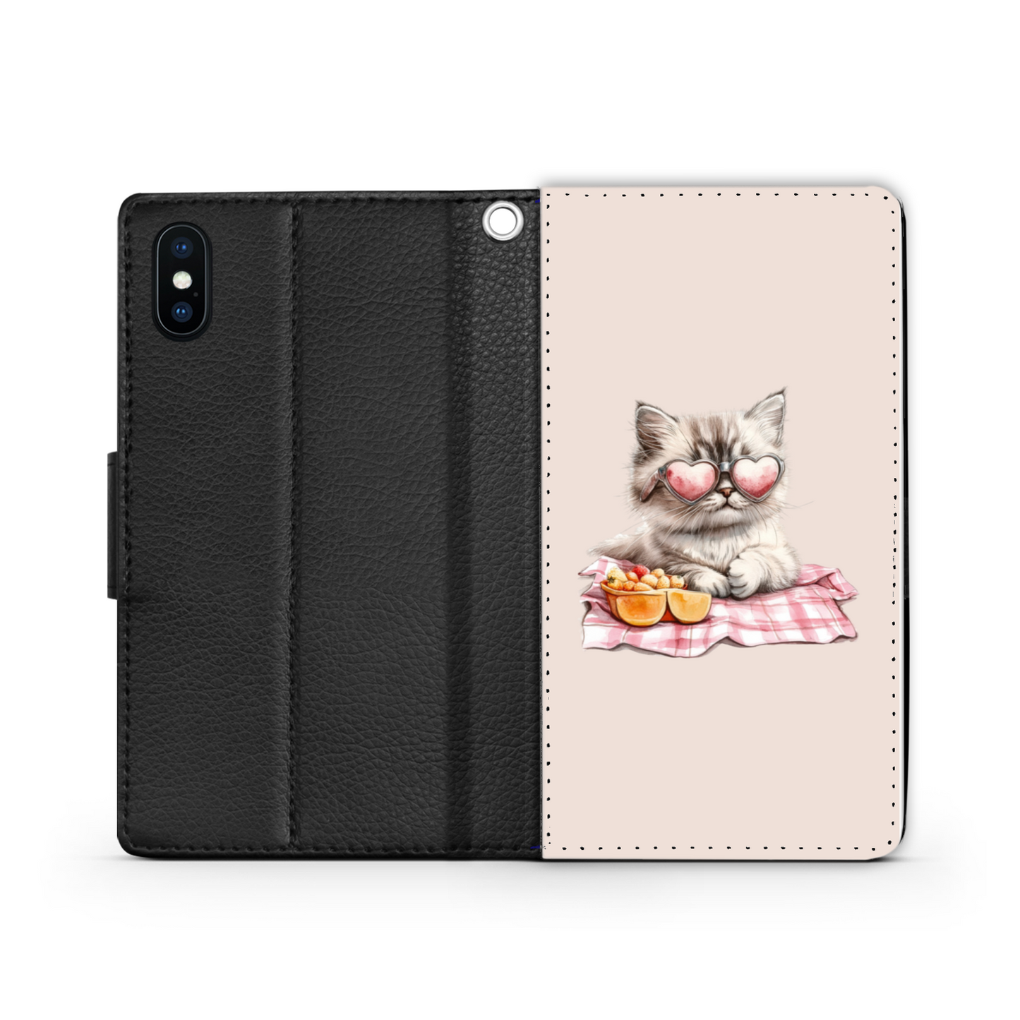 Summer Picnic Cat Faux Leather Wallet Phone Case