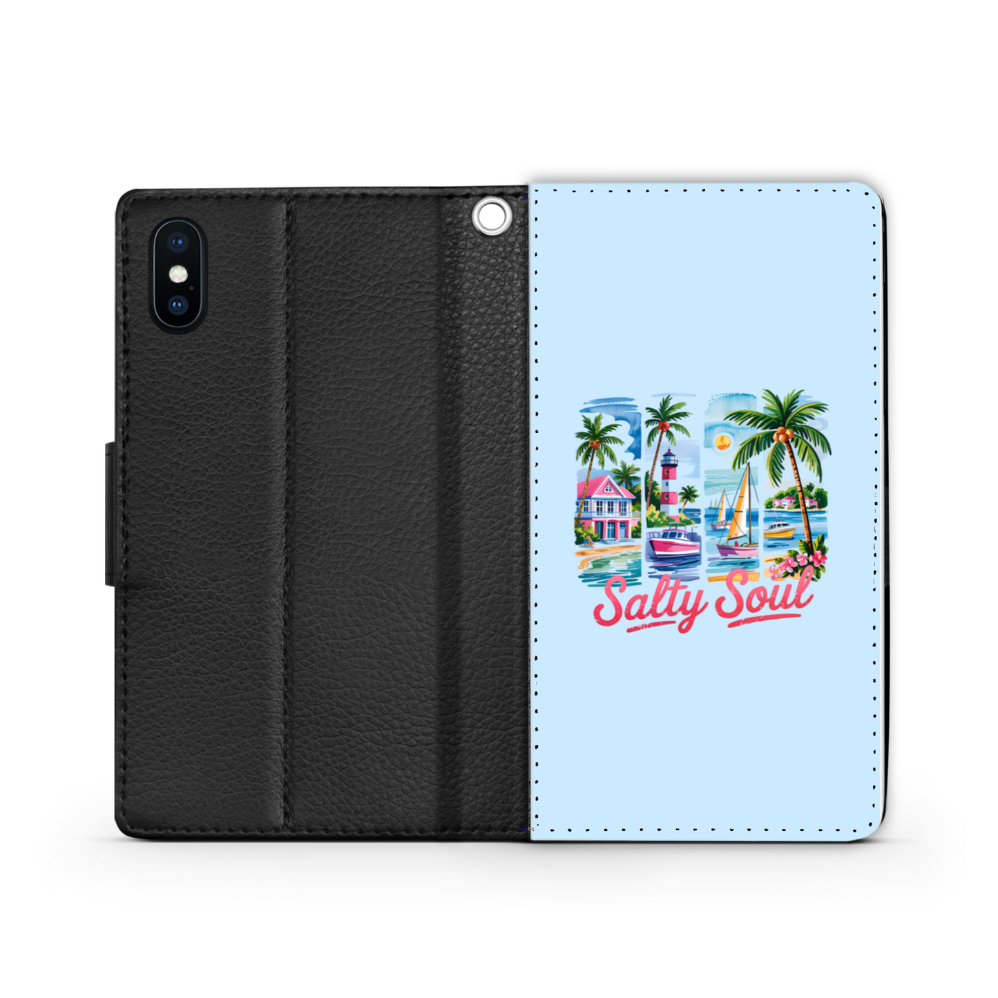 Salty Soul Faux Leather Wallet Phone Case-Water