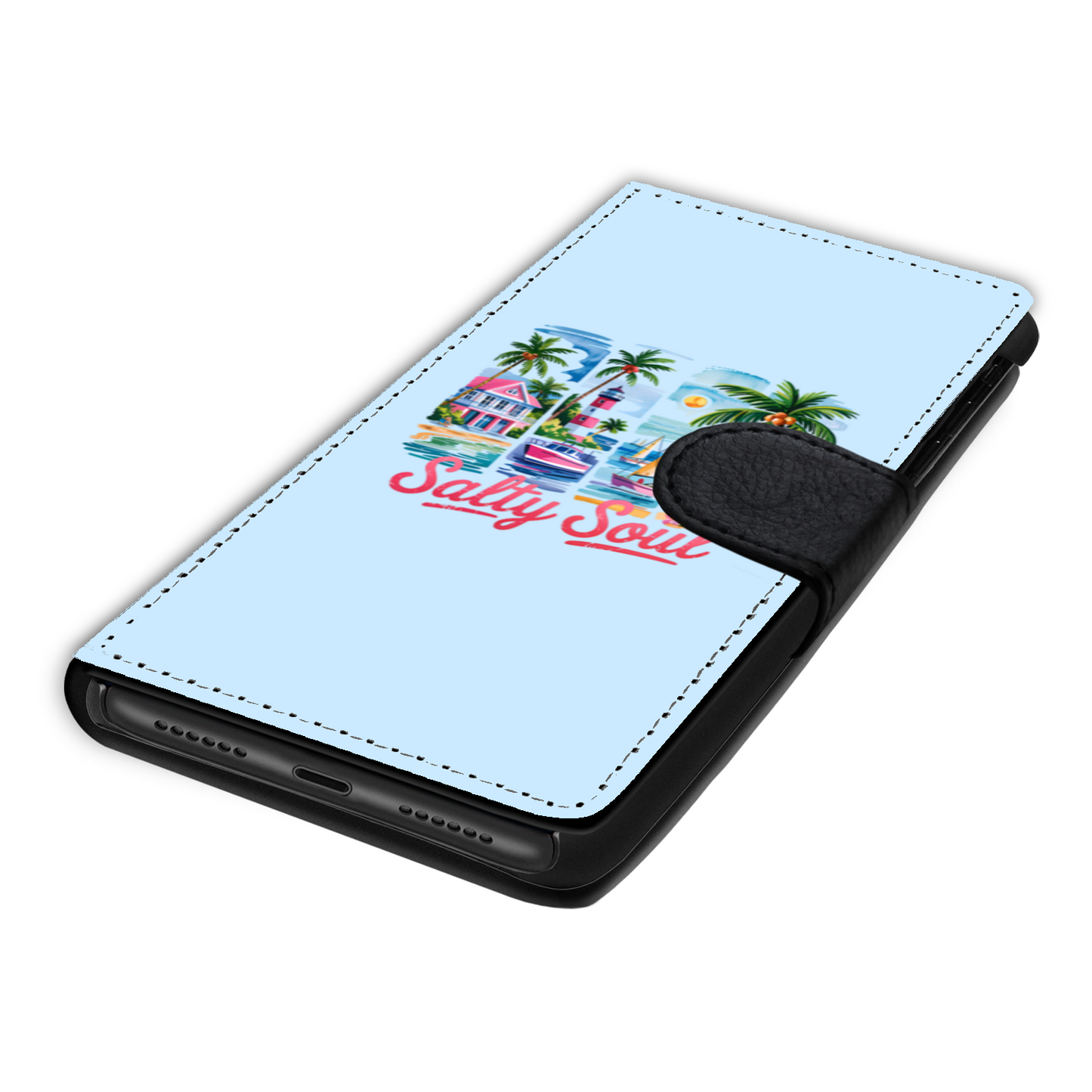 Salty Soul Faux Leather Wallet Phone Case-Water