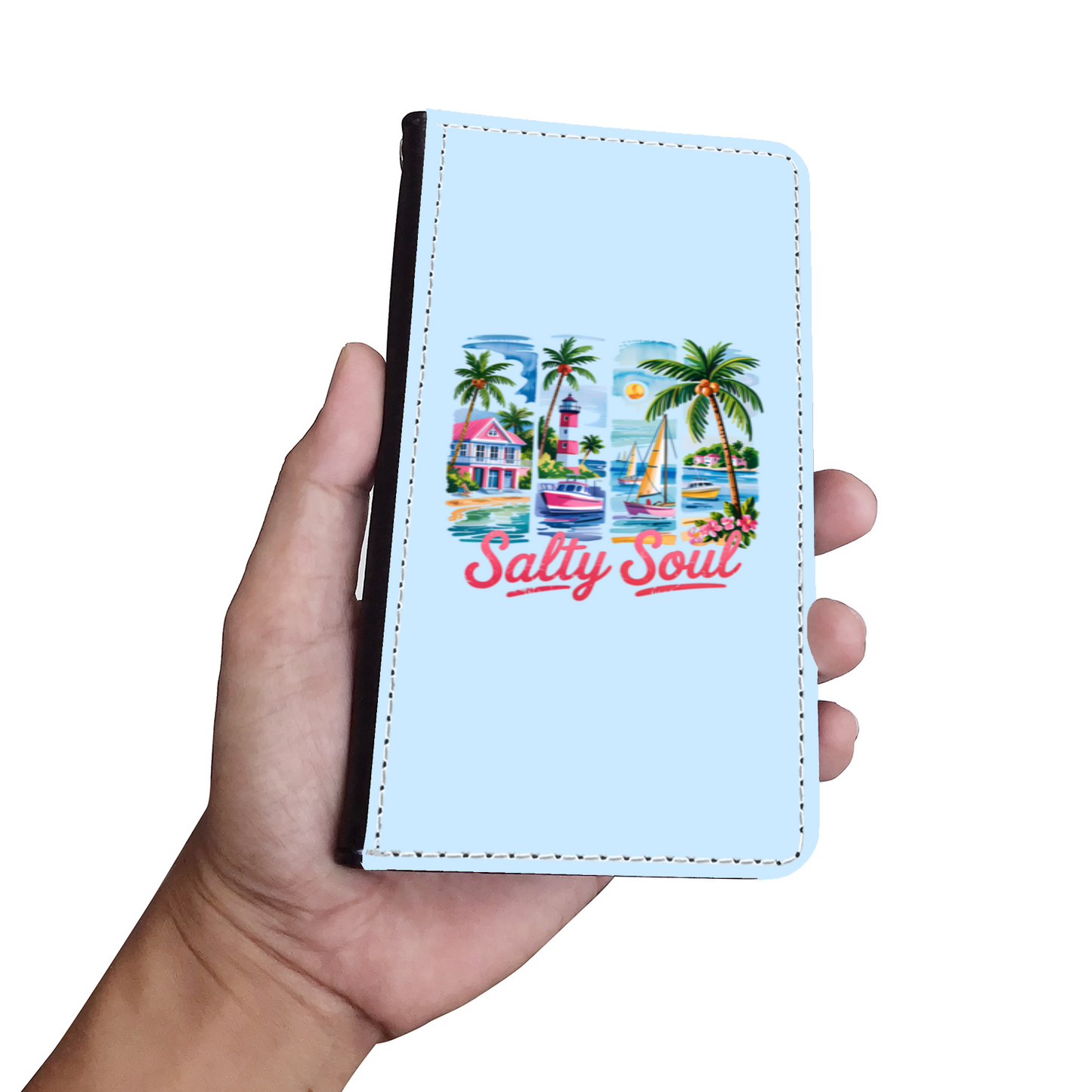 Salty Soul Faux Leather Wallet Phone Case-Water