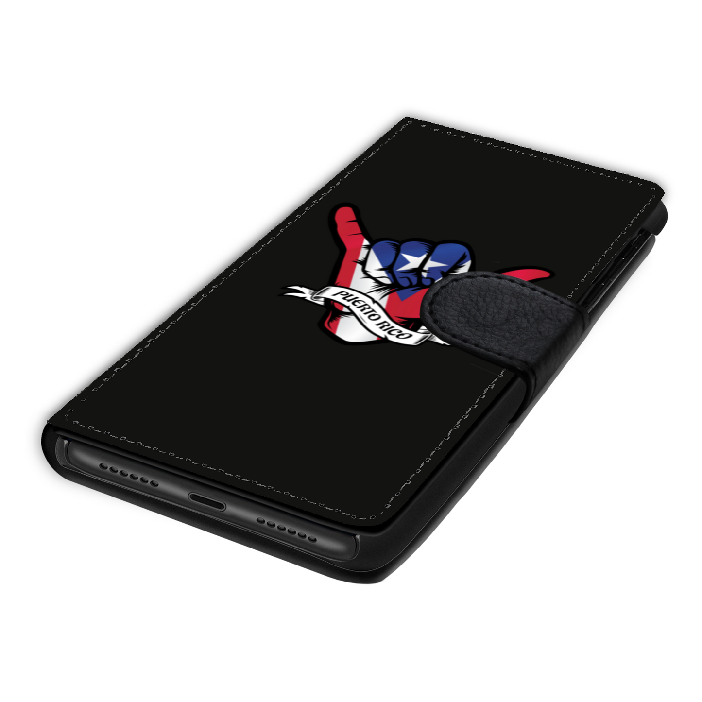Puerto Rico Shaka Hand Flag Faux Leather Wallet Phone Case