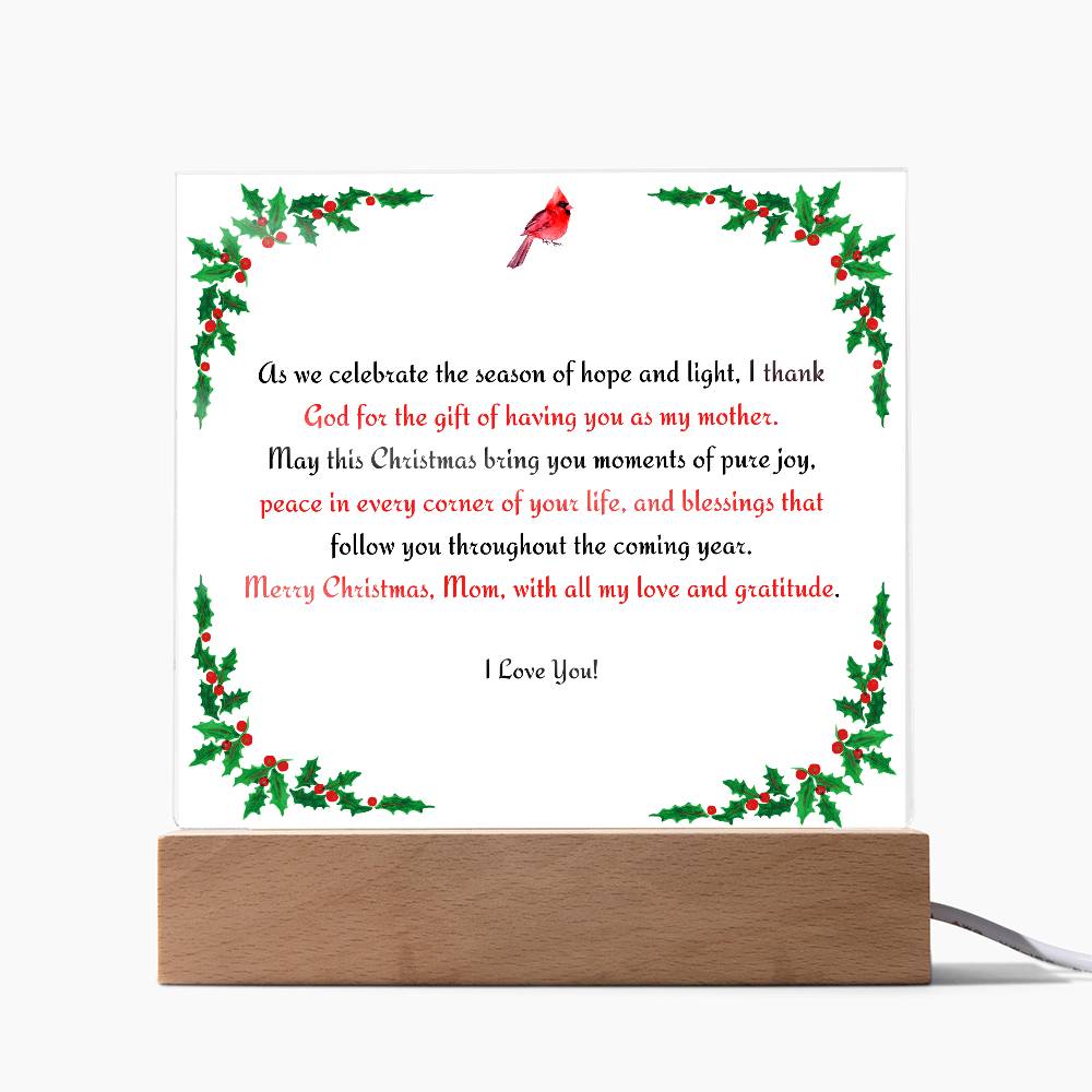 Christmas Blessing for Mother Acrylic Square Plaque