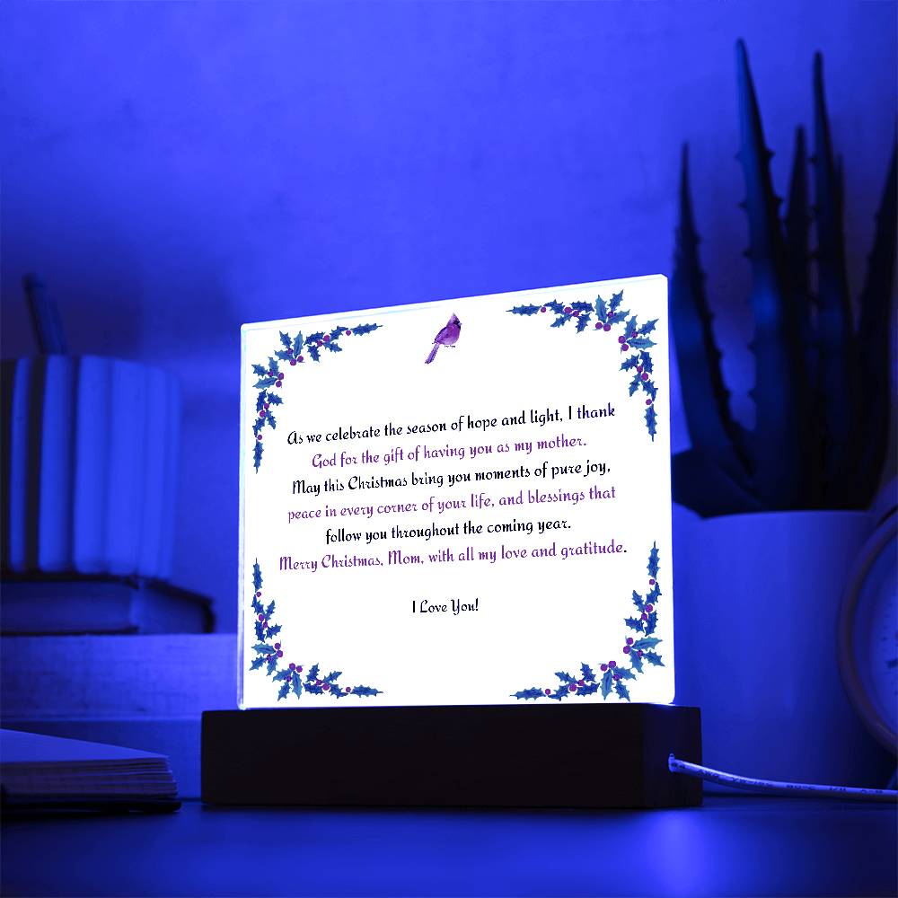 Christmas Blessing for Mother Acrylic Square Plaque