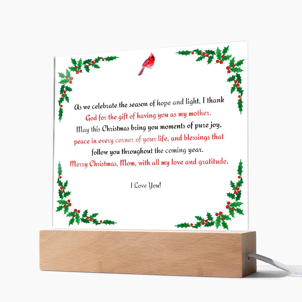 Christmas Blessing for Mother Acrylic Square Plaque