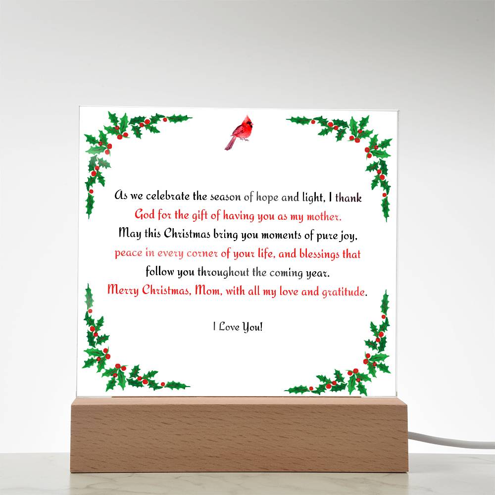 Christmas Blessing for Mother Acrylic Square Plaque