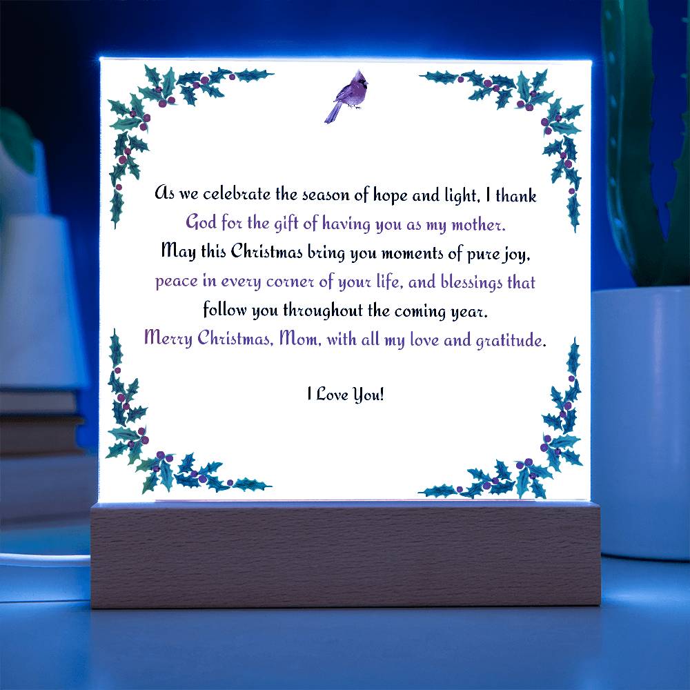 Christmas Blessing for Mother Acrylic Square Plaque