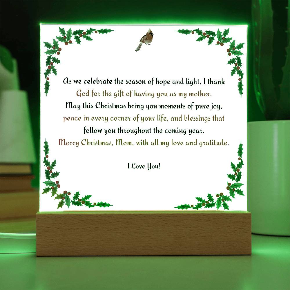 Christmas Blessing for Mother Acrylic Square Plaque