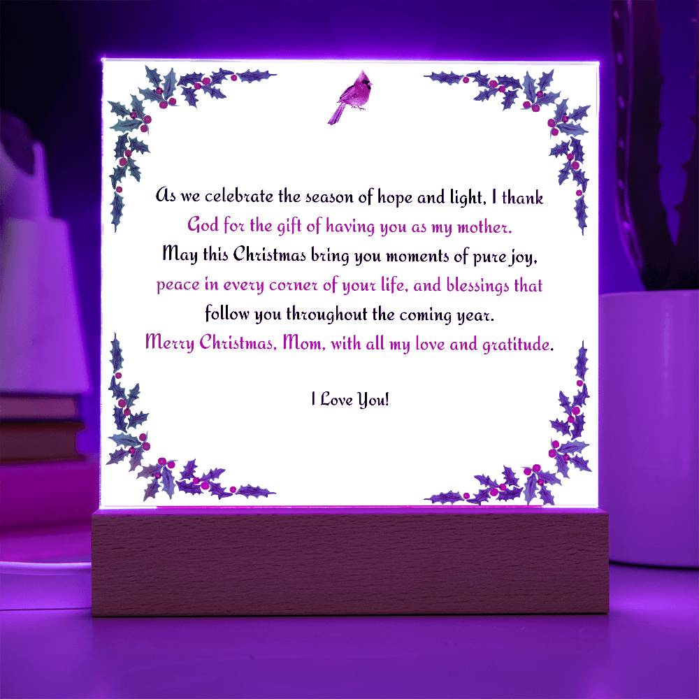 Christmas Blessing for Mother Acrylic Square Plaque