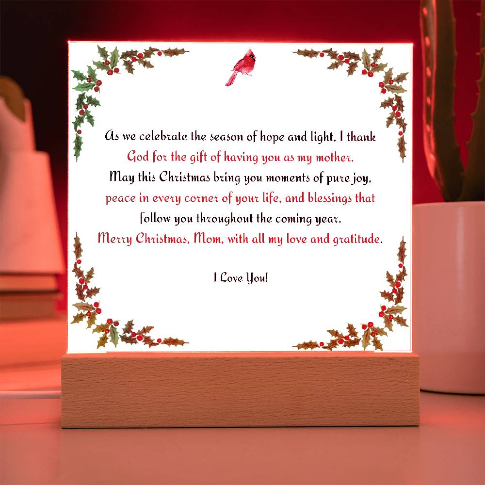 Christmas Blessing for Mother Acrylic Square Plaque