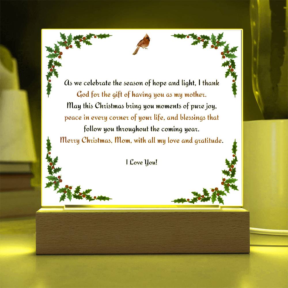 Christmas Blessing for Mother Acrylic Square Plaque