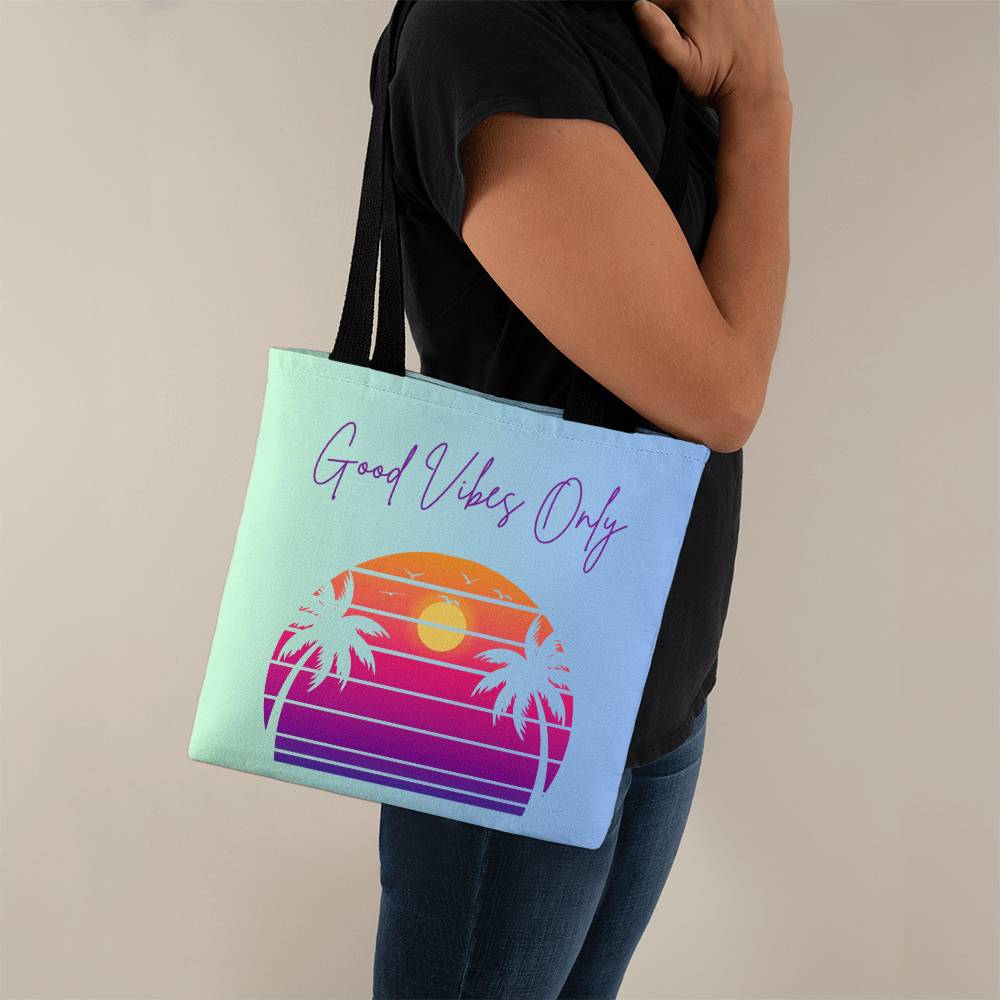 Good Vibes Only Tote Bag-Deep Purple Lettering