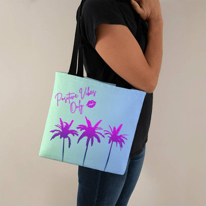 Positive Vibes Only Purple Palm Tote