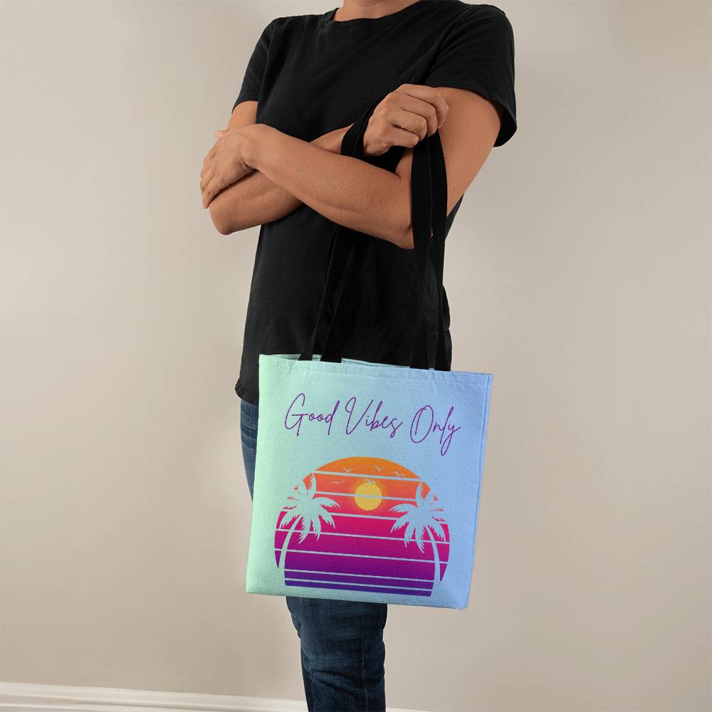 Good Vibes Only Tote Bag-Deep Purple Lettering