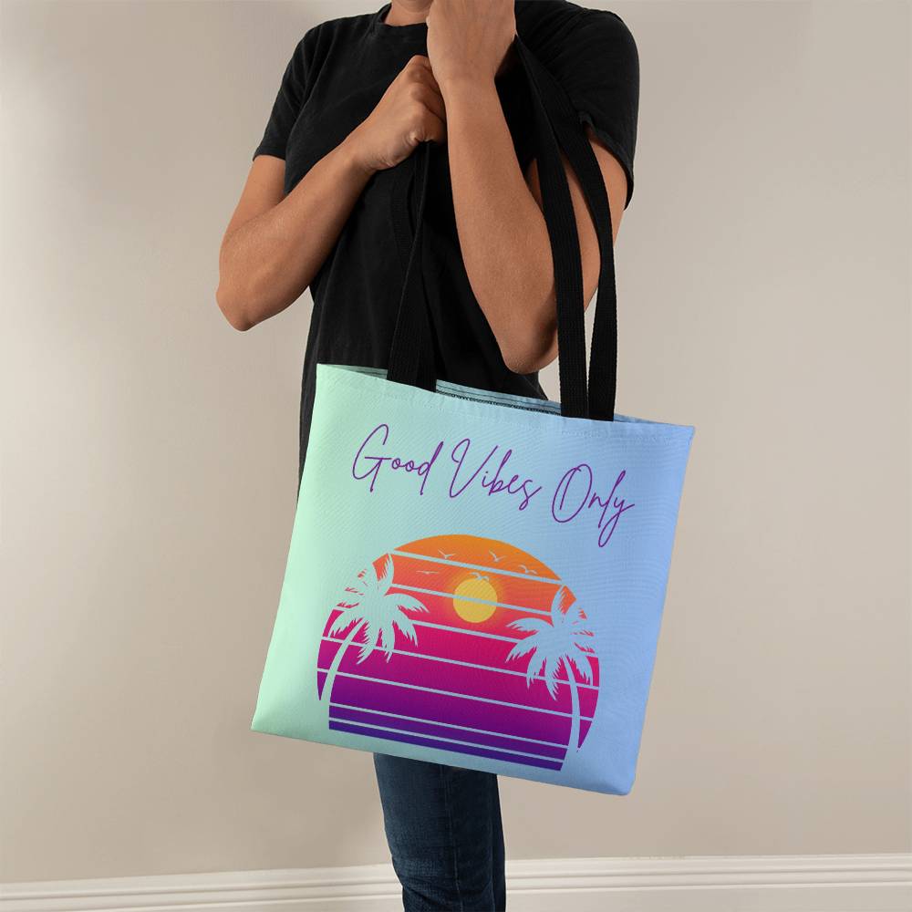 Good Vibes Only Tote Bag-Deep Purple Lettering