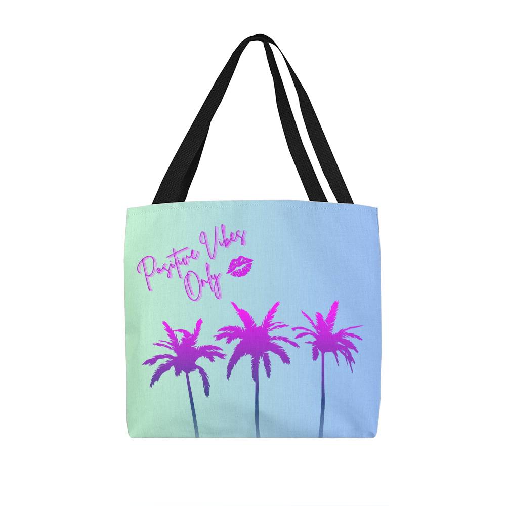 Positive Vibes Only Purple Palm Tote