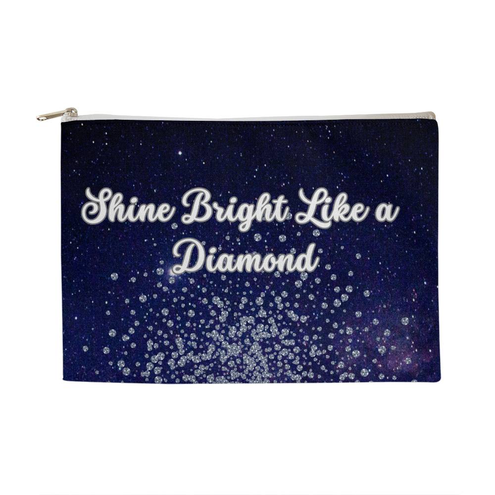 Shine Bright Like a Diamond Fabric Zippered Pouch Large