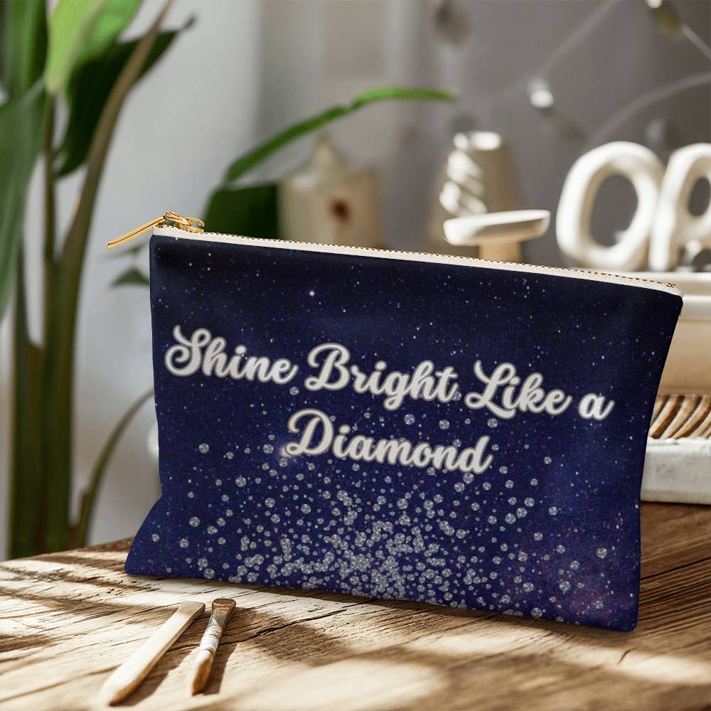 Shine Bright Like a Diamond Fabric Zippered Pouch Large