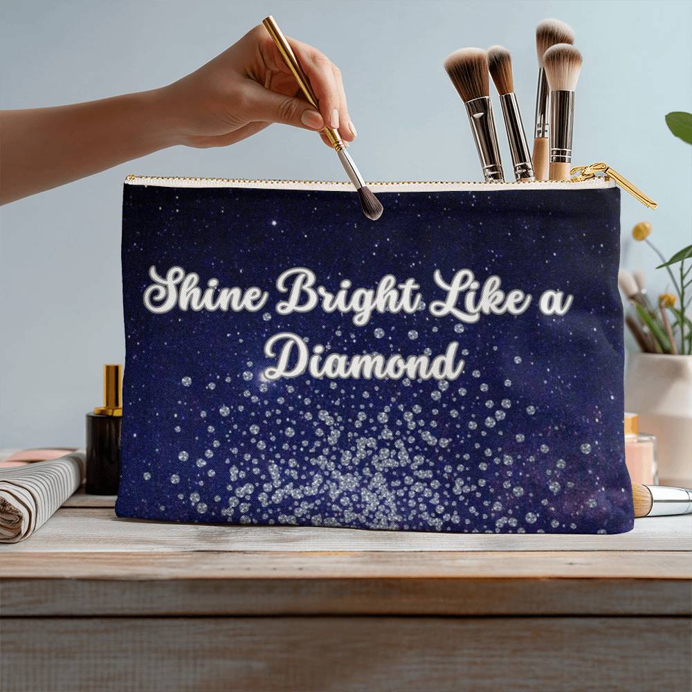 Shine Bright Like a Diamond Fabric Zippered Pouch Large