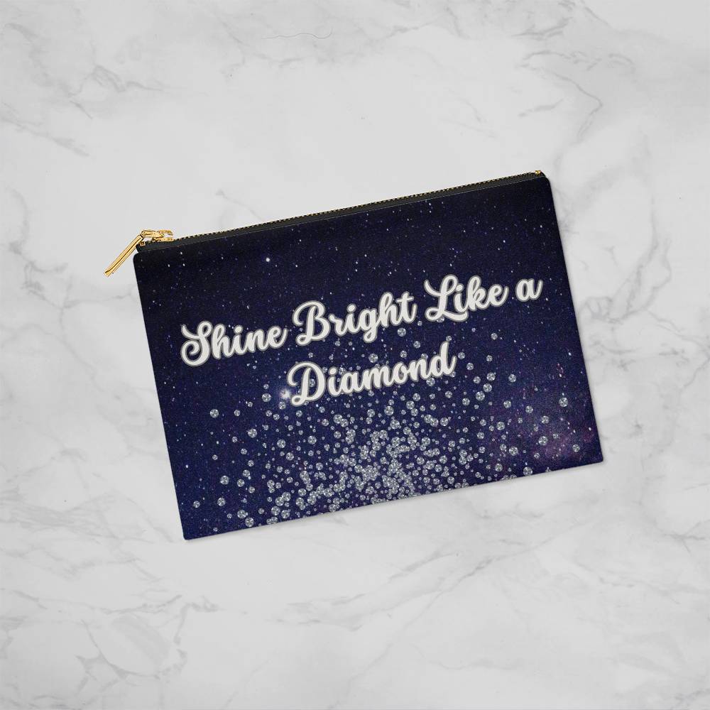 Shine Bright Like a Diamond Fabric Zippered Pouch Small